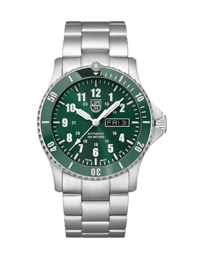 Pre-owned Luminox Xs.0937 Green Ceramic Day Date Stainless Steel 42 Mm Auto Men's Watch