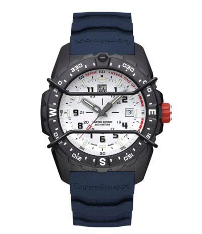 Pre-owned Luminox Xb.3737 Bear Grylls Survival Mountain Collection Blue Rubber 43 Mm Watch
