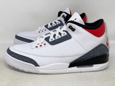 Pre-owned Jordan Air  3 'fire Red Denim' White Sneaker, Size 13 Bnib Cz6431-100