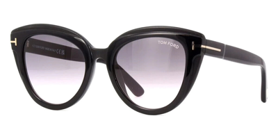 Pre-owned Tom Ford Tori Cat Eye Sunglasses Ft0938-01b-53 Black Frame Smoke Gradient Lens In Gray