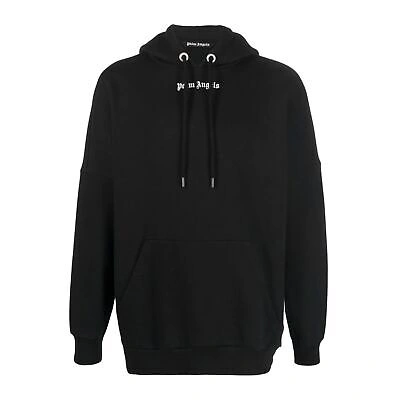 Pre-owned Palm Angels Classics Logo Over Hoodie Mens Style : Pmbb036c99fle00 In Black/white