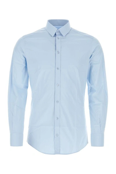 Dolce & Gabbana Man Light Blue Stretch Poplin Shirt