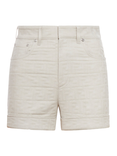 Fendi Women Ff Jacquard Shorts In White