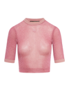 GUCCI GUCCI WOMEN LAMÉ KNIT TOP WITH INTERLOCKING G