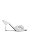 Christian Louboutin Mariza Is Back Strass Red Sole Crisscross Sandals In Silver