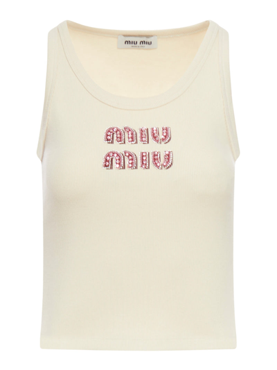 Miu Miu Women Top With Applications In White | ModeSens