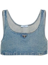 PRADA PRADA WOMEN LOGO DENIM TOP