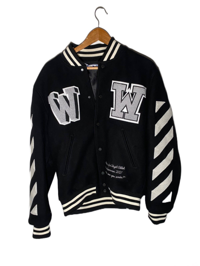Pre-owned Off-white Diag Varsity Jacket 'black/white