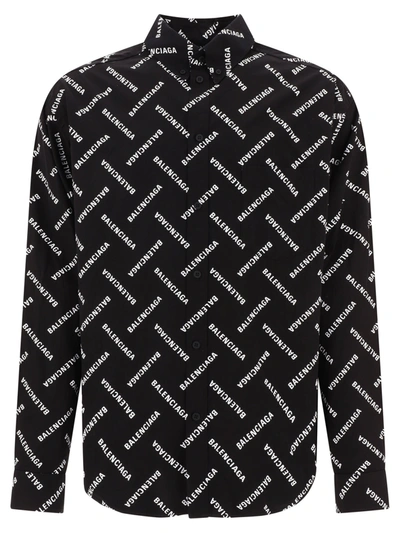 Balenciaga Blackwhite Logo Print Shirt