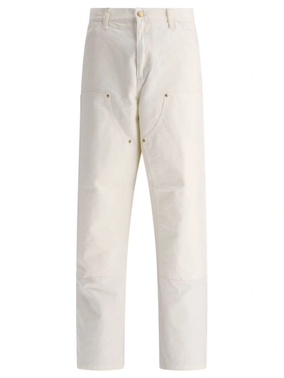 Carhartt Wip Double Knee Cream Trousers In Salt