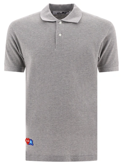 Comme Des Garçons Play Comme Des Garçons X Invader Polo Shirts In Grey