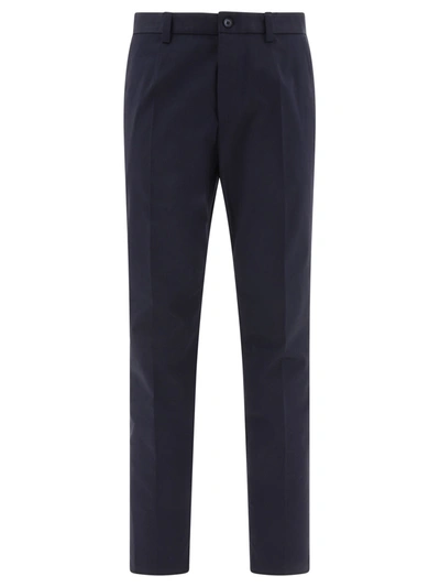 Dolce & Gabbana Logo Patch Tailored Trousers In Antracite Scuro
