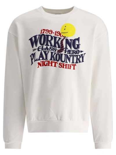 Kapital Night Shift Sweatshirt In White