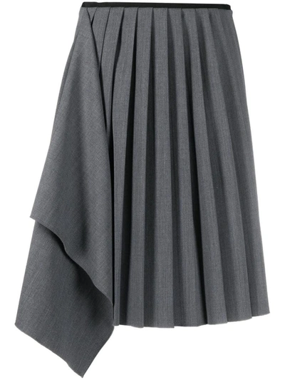 N°21 Asymmetric Pleated Skirt In Grigio