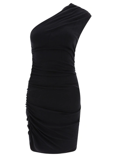 The Andamane Nina Gathered Stretch Viscose Mini Dress In Black