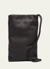 The Row Small Bourse Phone Case Crossbody Bag In Deerskin Leather In Dark Brown