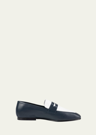Sophique Essenziale Bicolor Leather Penny Loafers In Navywhite