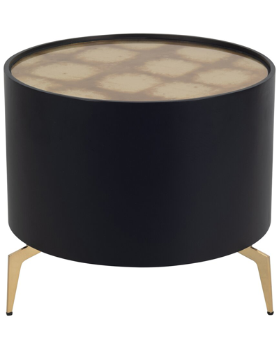 Sagebrook Home 24in Gold Leaf Top Side Table In Black