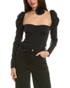 Weworewhat Long Sleeve Corset Top In Black