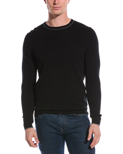 Qi Cashmere Contrast Trim Cashmere Sweater In Black