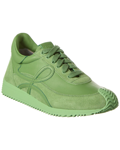 Loewe Flow Runner Leather Sneakers In Green