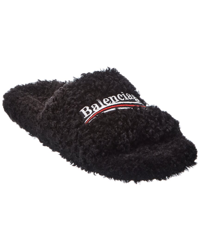 Balenciaga Furry Slide In Black