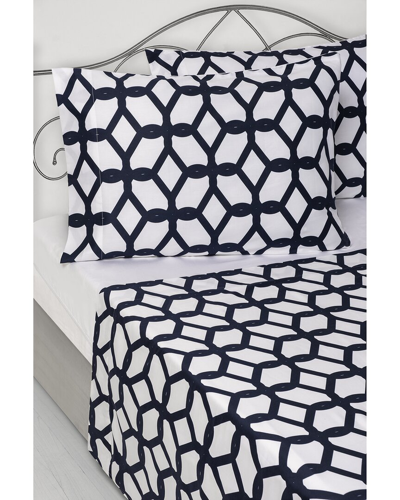 BROOKS BROTHERS BROOKS BROTHERS 200 THREAD COUNT CHAIN LINK ALLOVER PRINTED COTTON SATEEN SHEET SET