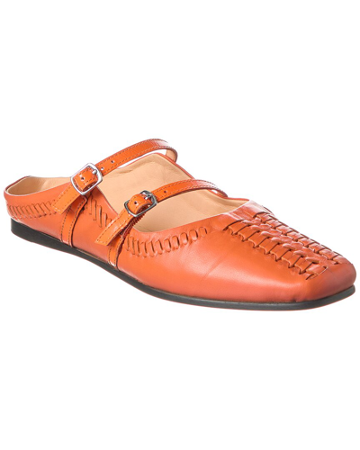 Free People Diana Double Strap Leather Flat In Orange
