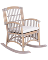 Jonathan Y Swayze Bohemian Farmhouse Woven Rattan & Wood Rocking Chair