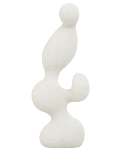 Peyton Lane Abstract White Polystone Curved Shaped Sculpture With Speckled  Texturing