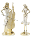 Peyton Lane Set Of 2 Musician Gold Resin Women Sculpture With Cream Pearlized  Dresses And Crystal I In Gold