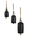 Peyton Lane Set Of 3 Black Metal Tibetan Inspired Decorative Cow Bell With  Jute Hanging Rope In Black