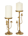 Peyton Lane Set Of 2 Abstract Gold Metal Mushroom Inspired Candle Holder In Gold