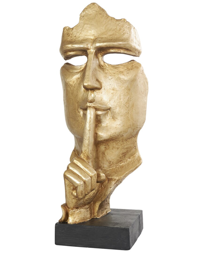 Peyton Lane Abstract Gold Polystone Large Cutout Quiet Gesture Face Sculpture  With Black Base