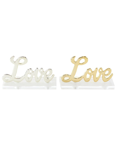 Peyton Lane Set Of 2 Gold Aluminum Love Decorative Sign With Acrylic