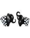 Peyton Lane Set Of 2 Elephant Black Ceramic Small Sculpture With Checkered  Pattern In Black