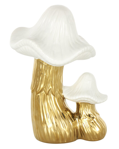 Peyton Lane Mushroom Gold Ceramic Sculpture With White Tops And Textured  Grooves