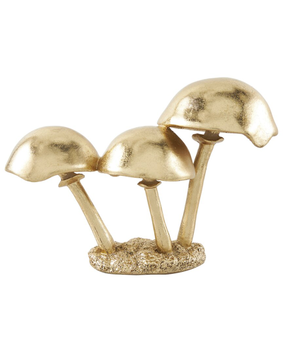 Peyton Lane Mushroom Gold Polystone Metallic Sculpture With Textured Base