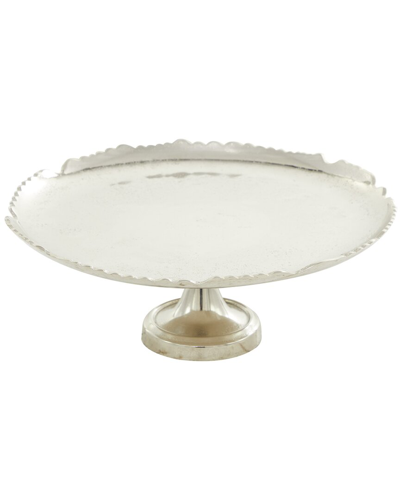 Cosmoliving By Cosmopolitan Silver Aluminum Cake Stand With Pedestal Base