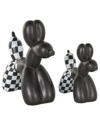 Peyton Lane Set Of 2 Dog Black Ceramic Balloon Sculpture With Checkered  Accents In Black