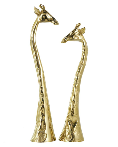 Peyton Lane Set Of 2 Giraffe Gold Aluminum Sculpture