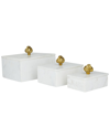 Peyton Lane Set Of 3 Modern Rectangle White Marble Box In White