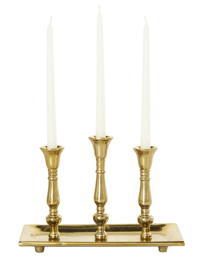 Peyton Lane Gold Aluminum 3 Candle Candelabra With Candle Plate