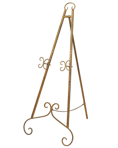 Peyton Lane Scroll Gold Metal Large Free Standing Adjustable Display Stand 3  Tier Easel With Chain