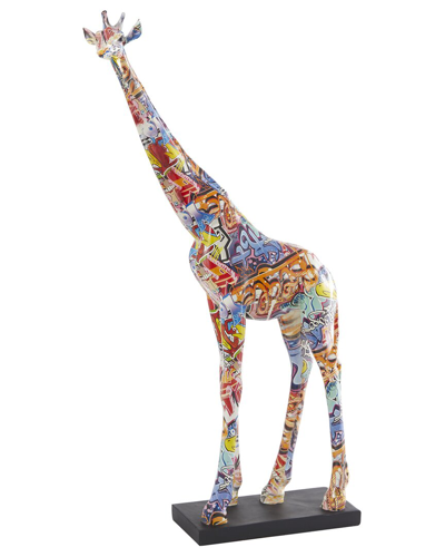 The Novogratz Giraffe Multi Colored Resin Graffiti Sculpture With Black Base