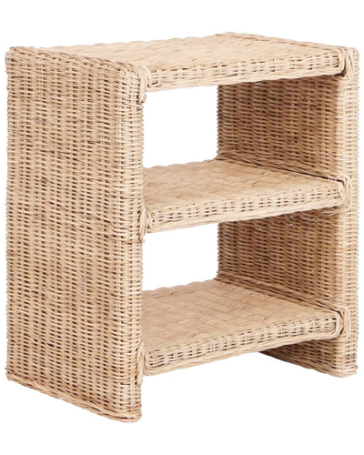 Jonathan Y Praerie 22in Coastal Bohemian Rattan & Wood 3 Tier End Table In Brown