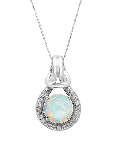 Max + Stone 10k 1.02 Ct. Tw. Diamond & Created Opal Pendant Necklace In Metallic