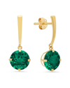 Max + Stone Maxcolor 14k 2.60 Ct. Tw. Created Emerald Drop Earrings