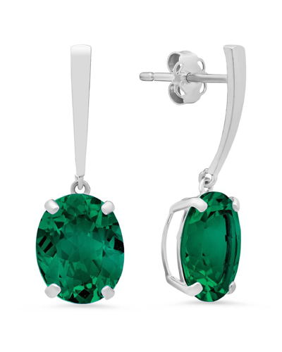 Max + Stone 14k 4.30 Ct. Tw. Created Emerald Drop Earrings In Metallic