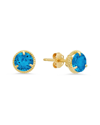 Max + Stone Maxcolor 14k 1.50 Ct. Tw. Blue Topaz Halo Studs